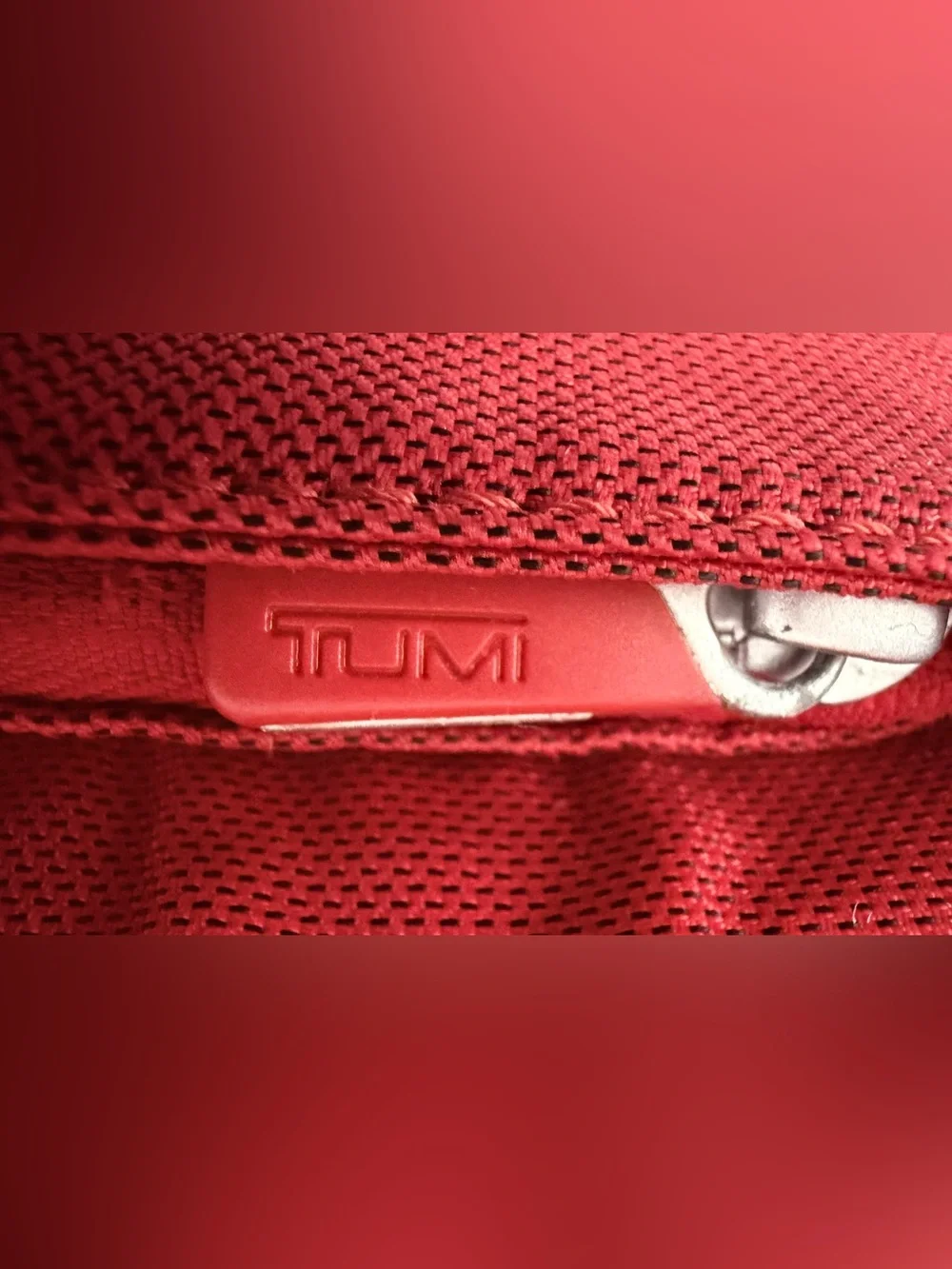 Red Tumi Ballistic Nylon Crossbody Messenger Bag